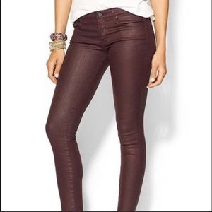 NWOT - AG burgundy leatherette jeans size 26R